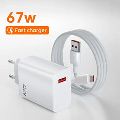 Carregador Ultra Rápido Type A 67w com Cabo Branco