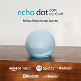 Echo Dot 5ª geração com Relógio | Smart speaker com Alexa | Display de LED ainda melhor | Cor Azul Claro